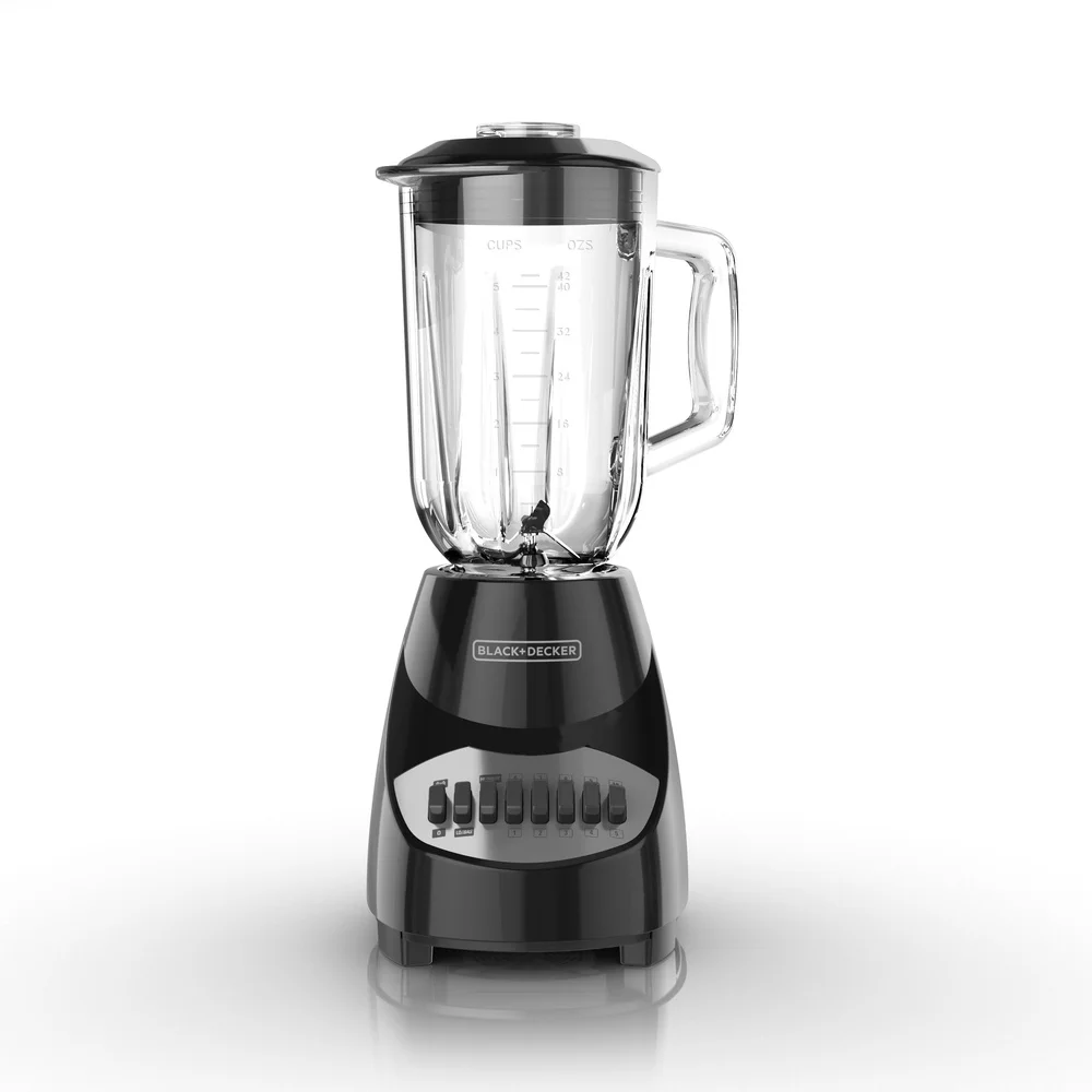10-Speed Countertop Blender 6-Cup Glass Jar Dishwasher-Safe Stainless Steel Blade Suction Feet Perfect Smoothies Soups Juices