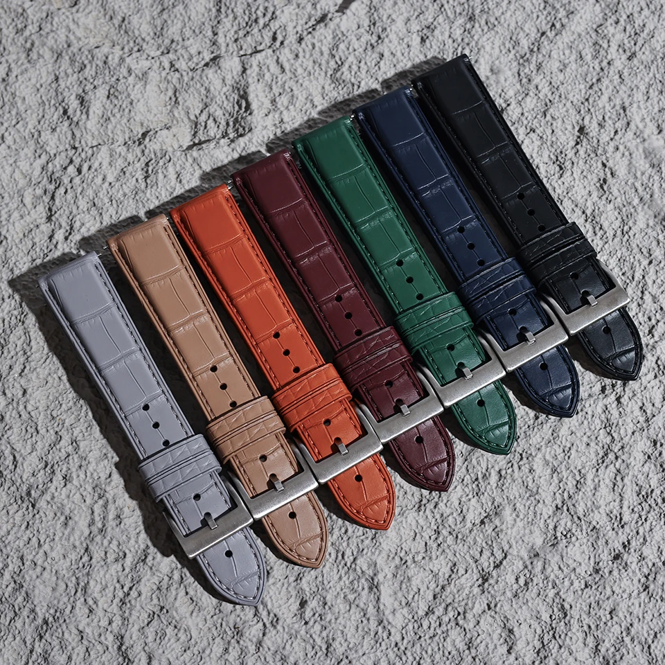 Großhandel Kunstleder-Uhrenarmbänder mit Krokodilmuster 20mm 22mm Wasserdichtes Sport-Fluorkautschuk-Uhrenarmband für Omega – Detail 1