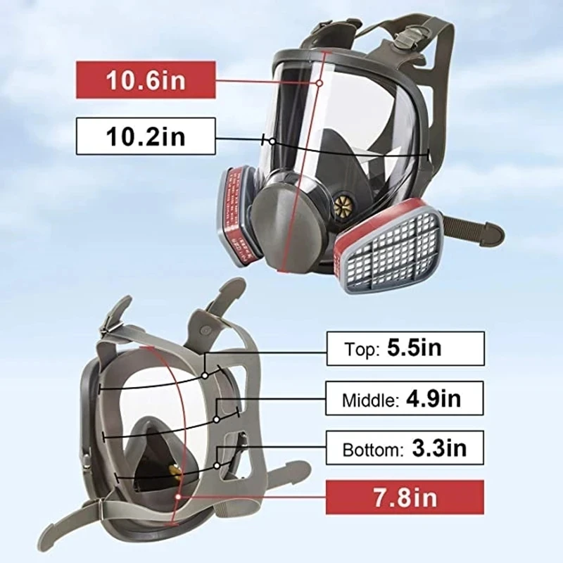 SJL 7 In 1 6800 Industrial Painting Spraying Respirator Gas Mask 3 In 1 Suit Safety Work Filter Dust Full Face Mask Replace