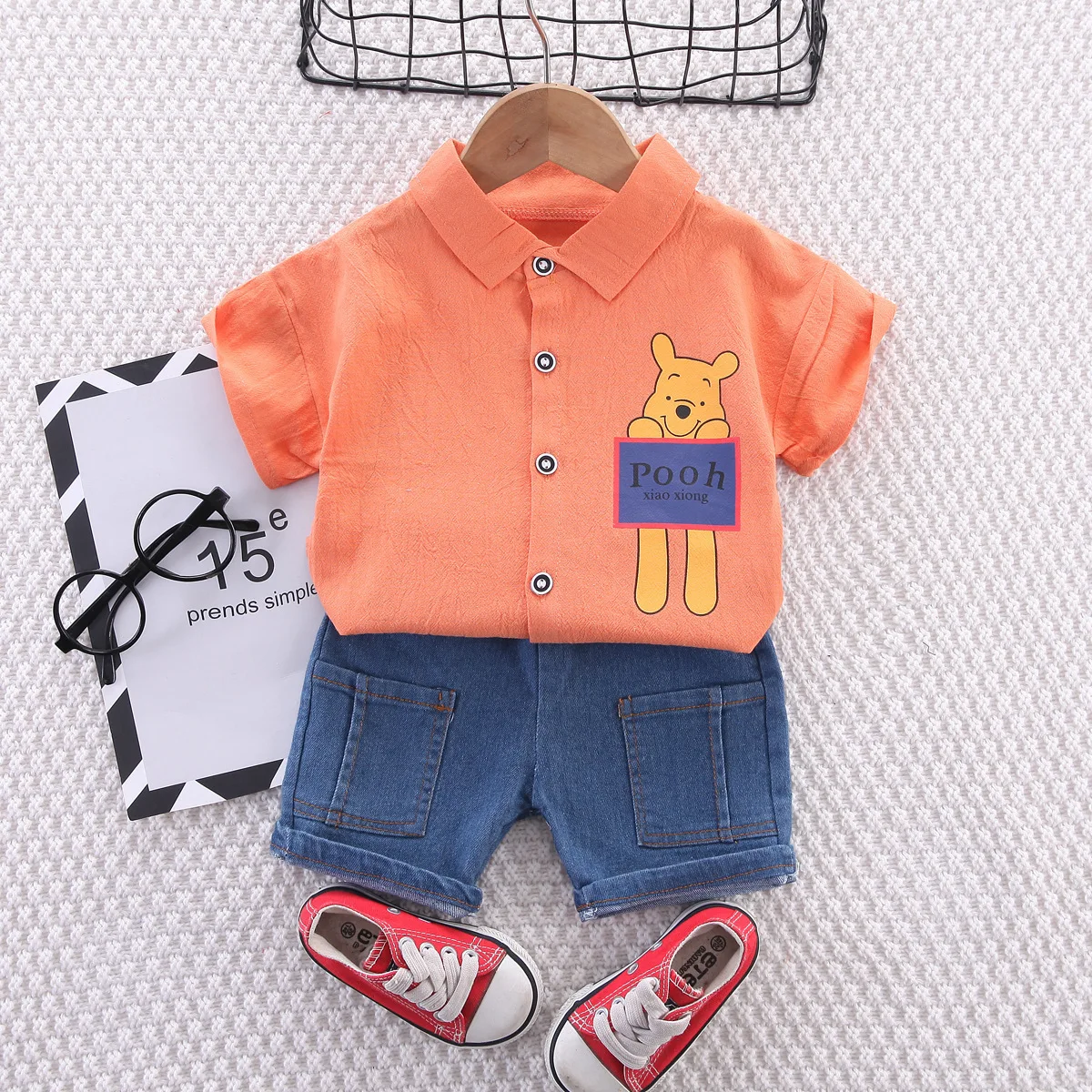 Boys summer set, baby clothes, cartoon shirt, shorts, two-piece children\'s clothing set