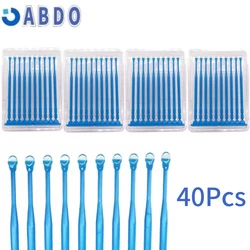 Aplicador Dental con punta adhesiva para corona de dientes, aplicador de cepillos de porcelana desechable, materiales dentales, 40 unids/lote por bolsa