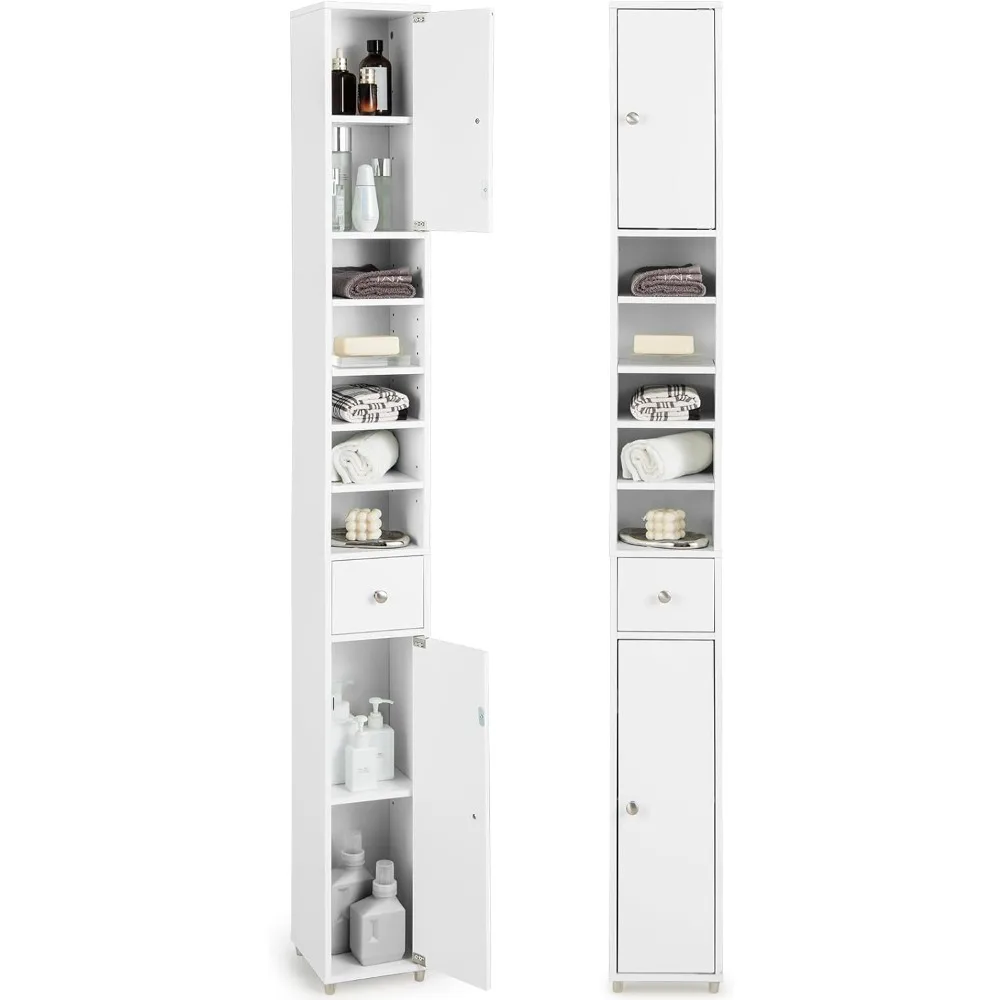 

Tangkula Tall Slim Bathroom Storage Cabinet, 71" Freestanding Bathroom Cabinet w/ 2 Doors, 1 Drawer & 5 Adjustable Shelves