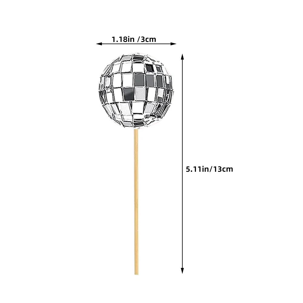 디스코 웨딩 장식 케이크 로그인 생일 컵케익 토퍼 + 유리 장식 아기를위한 작은 공
