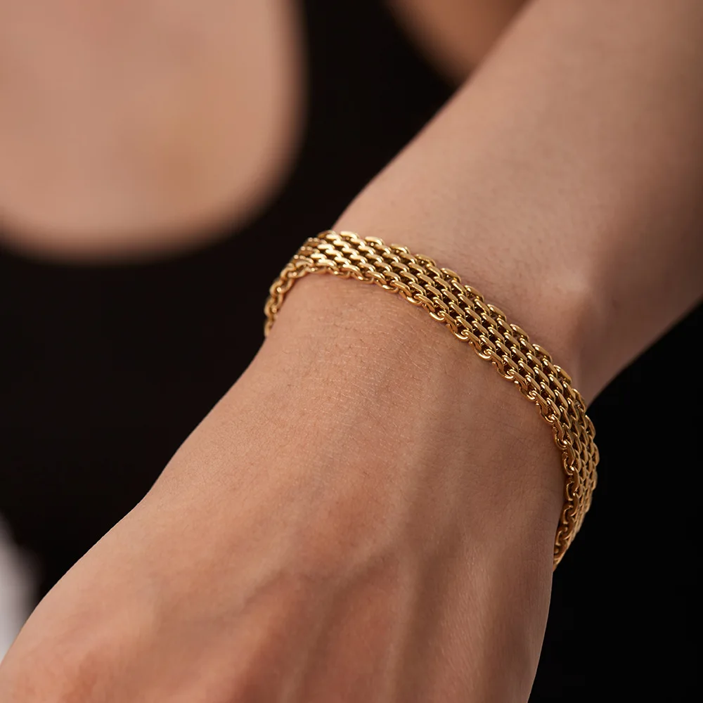 

Stainless Steel PVD 18K Gold Plated Tarnish Simply Wide Bracelet For Woman Jewelry Wholesale Summer Trendy