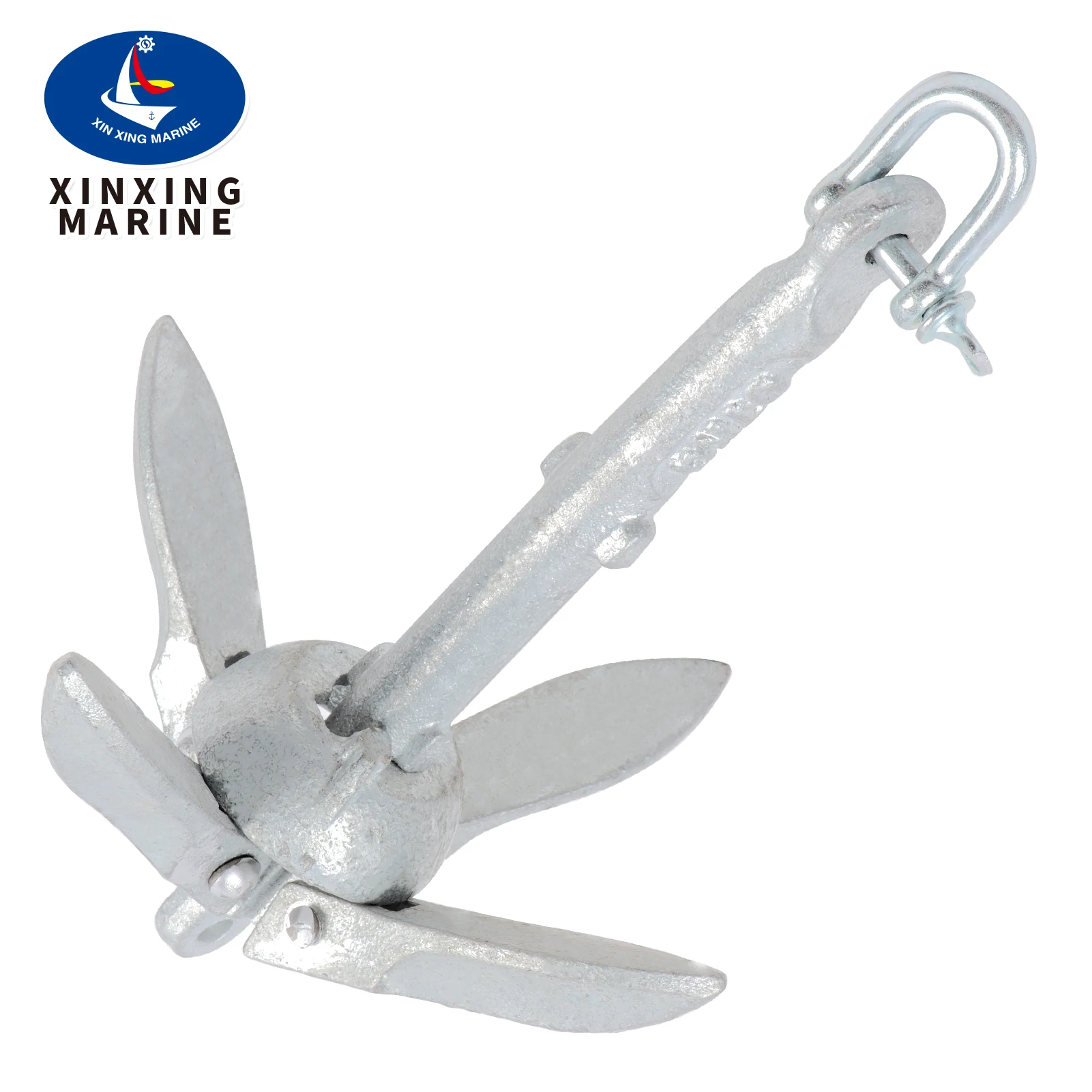 0.7kg/1.5lb Galvanized Folding Anchor with SS316 Shackle for Kayak, Canoe, SUP, Jet Ski, Inflatable & Fishing Boats