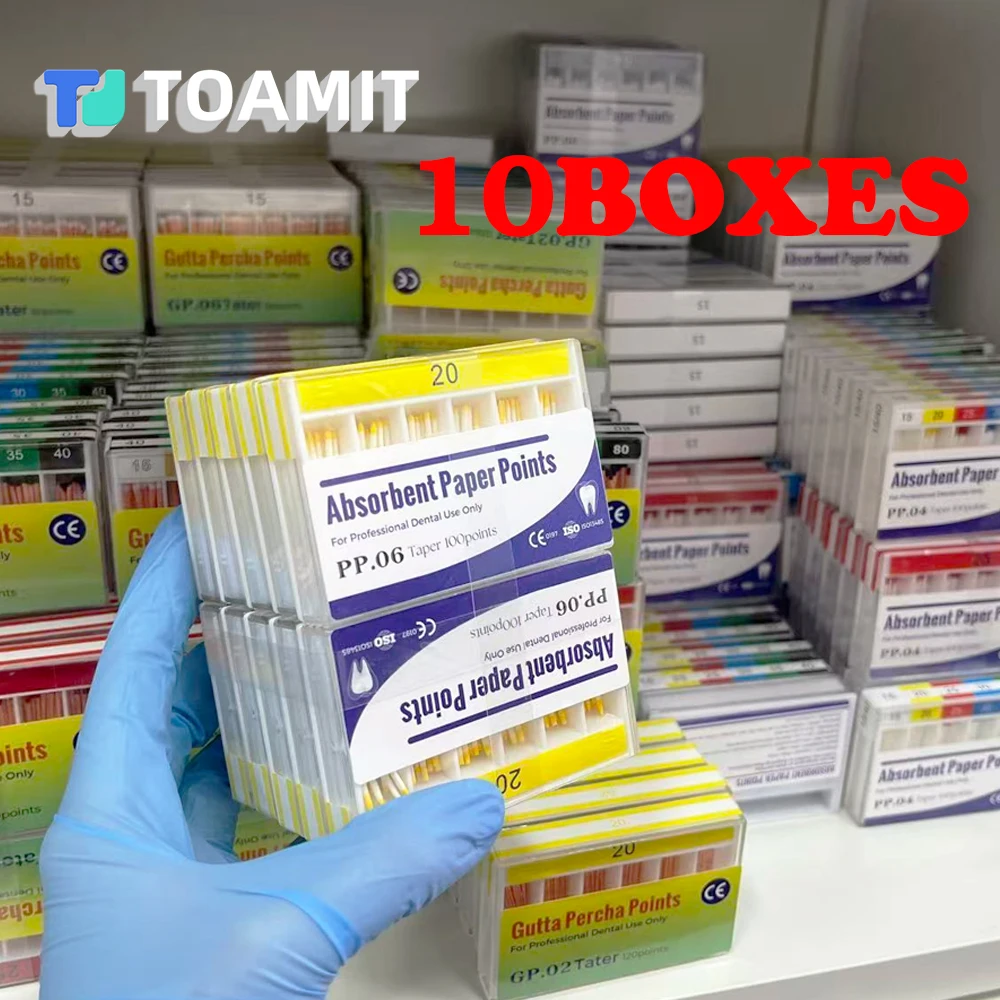 

10Box Absorbent Paper Points Dental f1 Protaper Absorbing Tips PP puntas de papel para Endodoncia Disposable Cones Pole f2 f3
