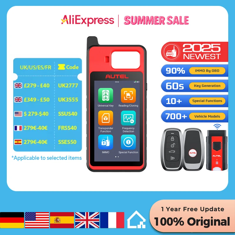 Autel MaxiIM KM100 KM100X Key Fob Programming Immobilizer Tool,60s Key Generation,OBD IMMO Key Learning,Chip Read/ Edit/ Clone