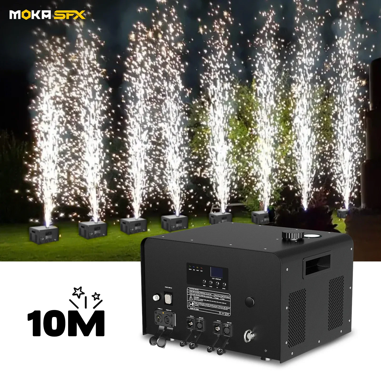 MOKA SFX outdoor waterproof spray 4-10M manufacturers cold spark machine dj club stage event dmx cold sparkler