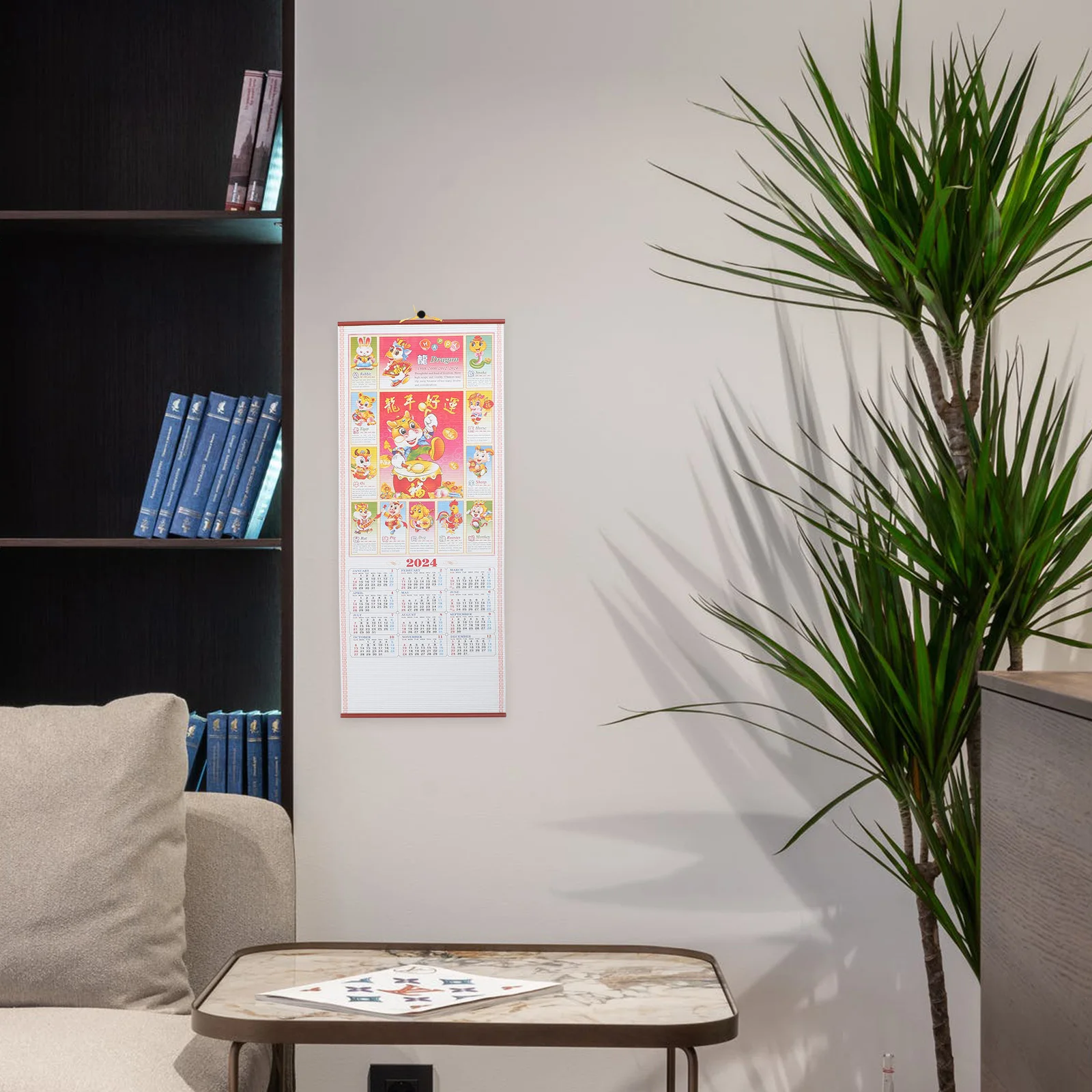 

2024 Wall Calendar Decor Clear Printed Traditional Festivals Exquisite Design Home Office Dormitory Year of Dragon