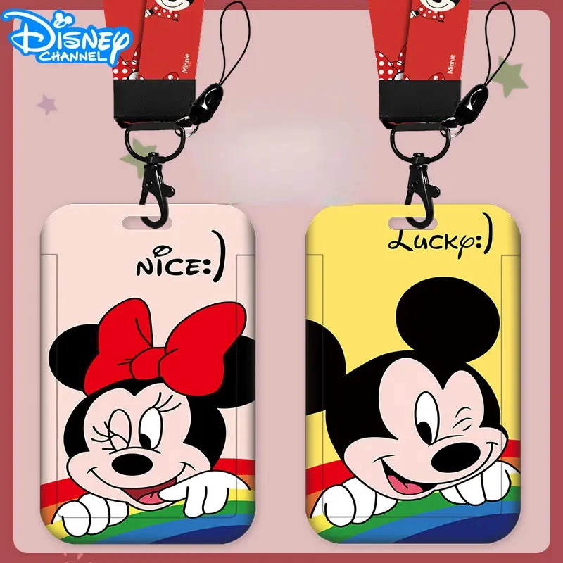 Disney Anime Credential Badge Holder Kawaii Mickey Mouse Subway Card Holders Minnie Student Campus Lanyard Cards Holder