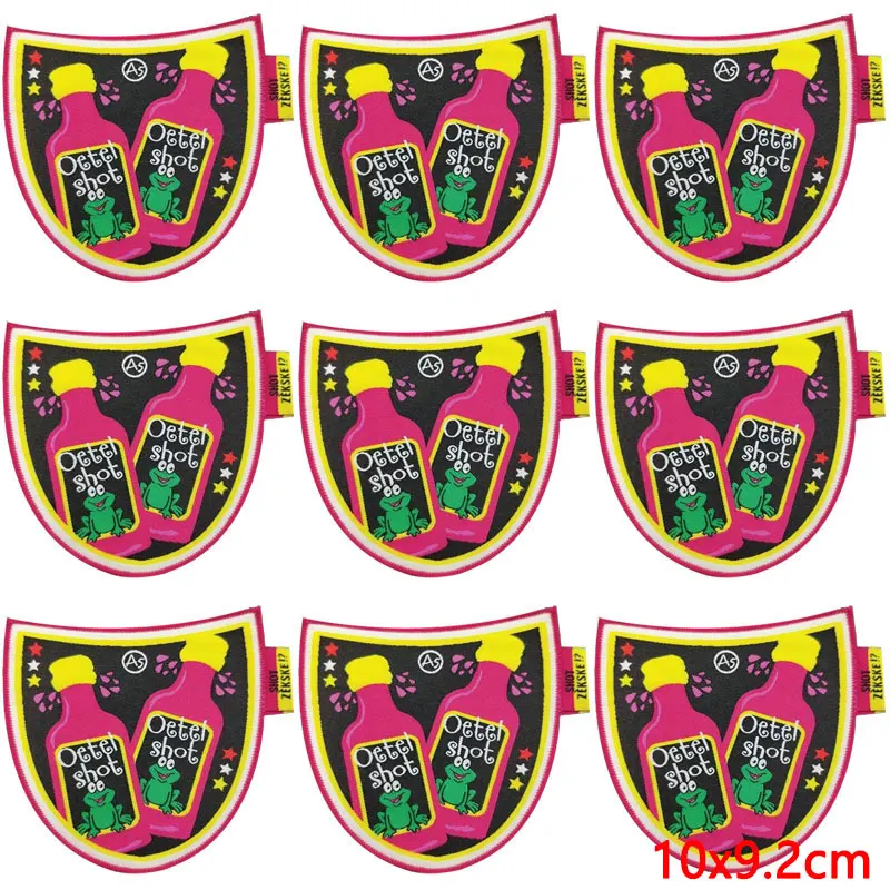 10PCS/lot Netherland Carnival Oeteldonk Emblem Iron On Patches For Clothing Thermoadhesive Patches Embroidery Sticker Frog Patch