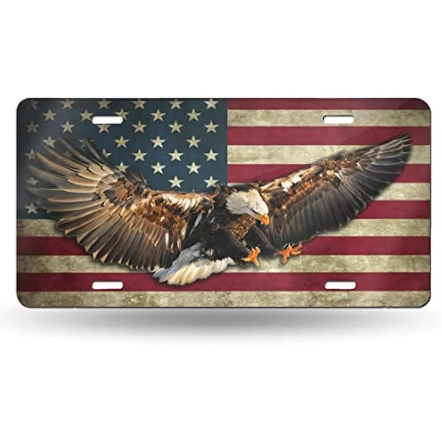 

Eagle American Flag License Plate Aluminum Decorative Vanity Tag Cover Novelty Car Accessory