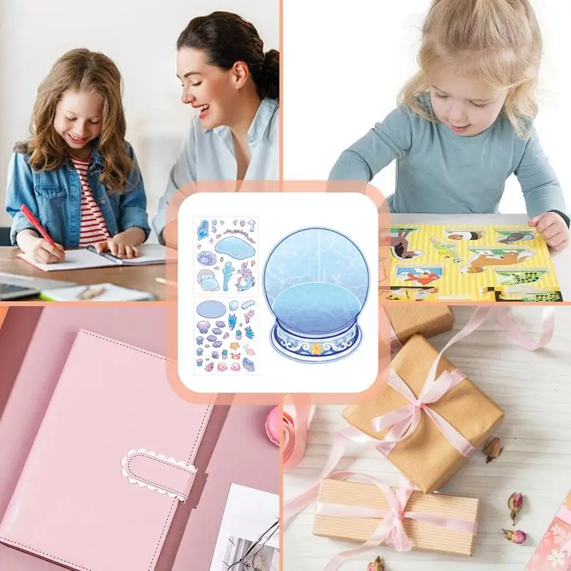 Autocollants de scène de maison Miniature, autocollants de paysage 3D, panier mignon de dessin animé, autocollants de maison, meubles, papier adhésif pour Scrapbooking