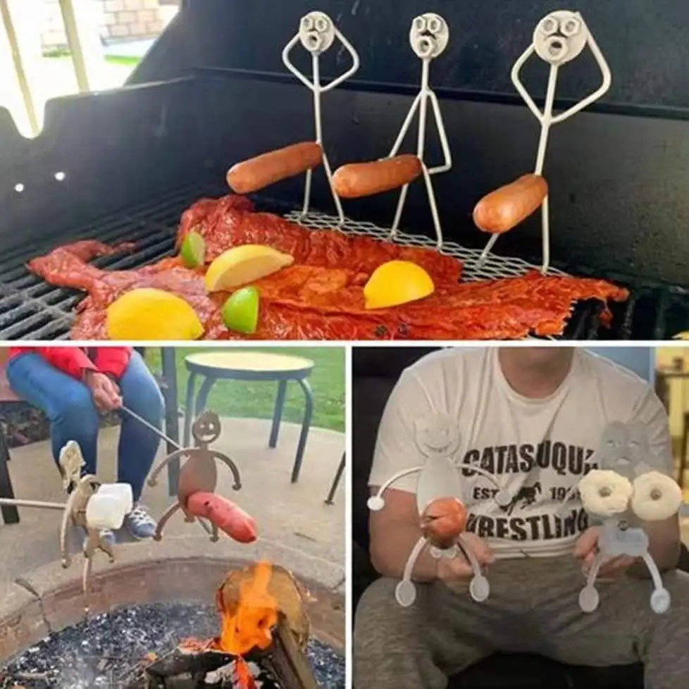 

BBQ barbecue fork brat barbecue kid three holding head barbecue metal art barbecue boy girl barbecue rack cooking accessories
