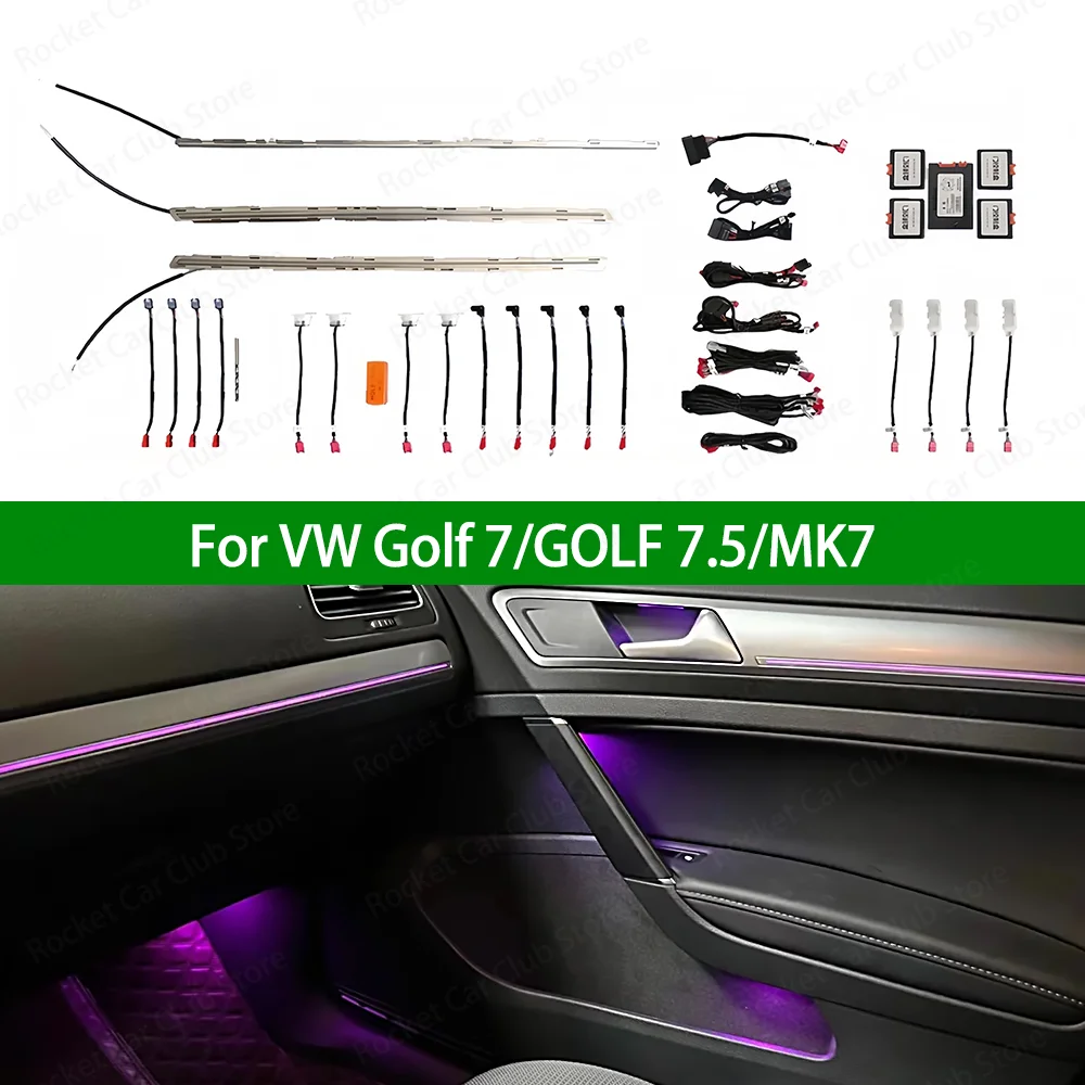 

For Volkswagen Golf 7 GOLF 7.5 MK7 2014-2021 Car Indoor RGB Decorative Atmosphere Lamp Refit Part LED 10/30 Colors Ambient Light