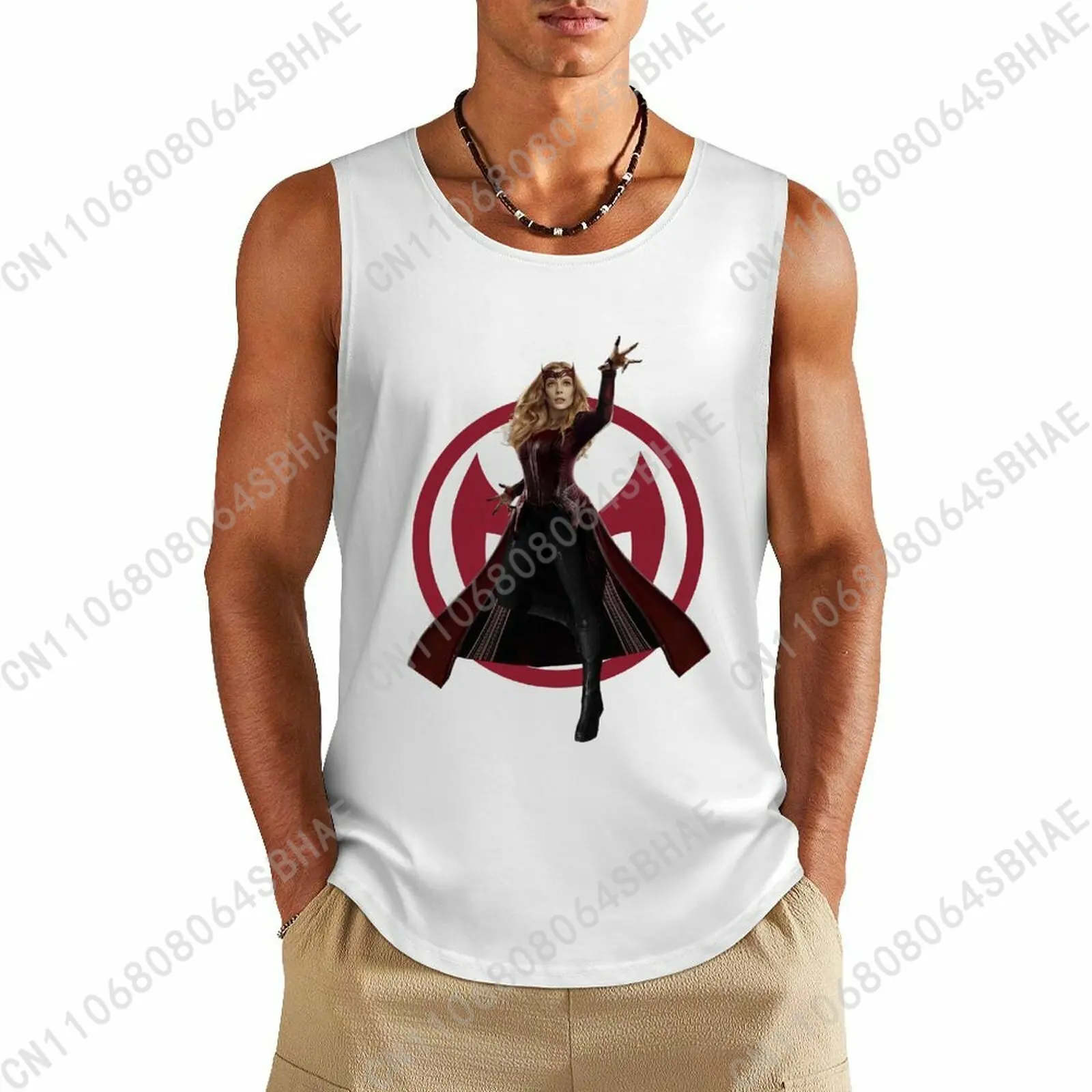 

Marvel Scarlet Witch Custom Pattern Mens Cotton Tank Top Cotton Sleeveless Shirt Men Undershirt Personalized Gifts Cosplay