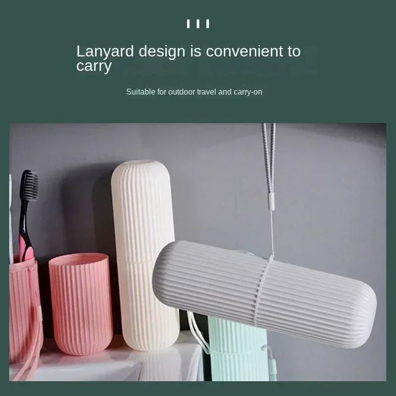 السفر كأس فرشاة الأسنان صندوق مستدير البلاستيك المحمولة معجون الأسنان حامل منظم منزلي حقيبة للتخزين حامل اكسسوارات الحمام #6