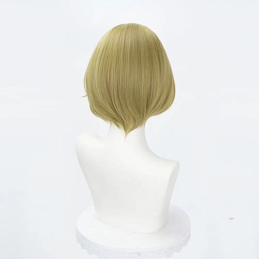Cosplay Wig for Anime Character Koizumi Hanayo Flaxen Yellow Simulated Scalp Top Rose Net Heat Resistant Synthetic Fiber Wig