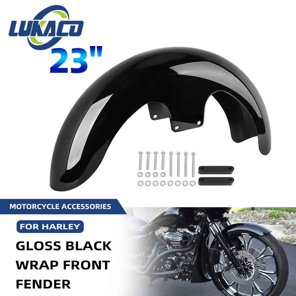 

Motorcycle Gloss Black 23" Wrap Front Fender Mud Guards For Harley Touring Electra Street Glide Road King Ultra Custom Baggers