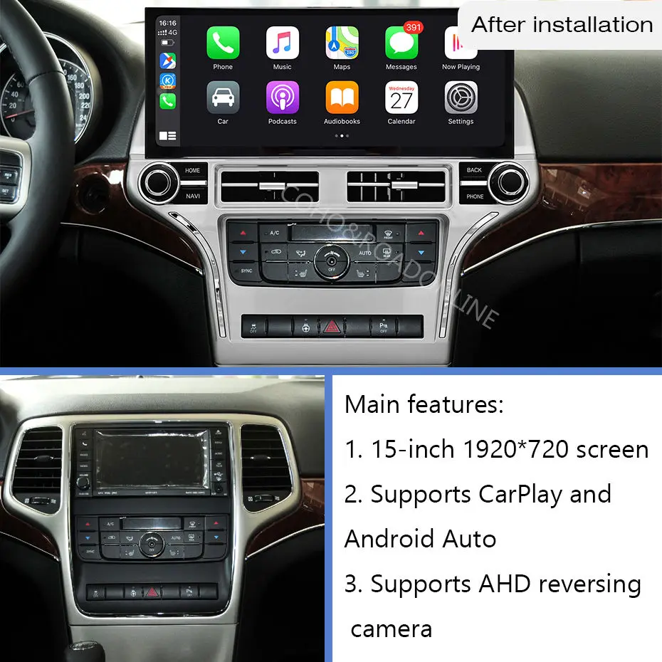 COHO For Jeep Grand Cherokee 2008-2013 Android 15 15 inch 1920*720  QLED Octa Core 8+256G Car Multimedia Player Stereo Radio