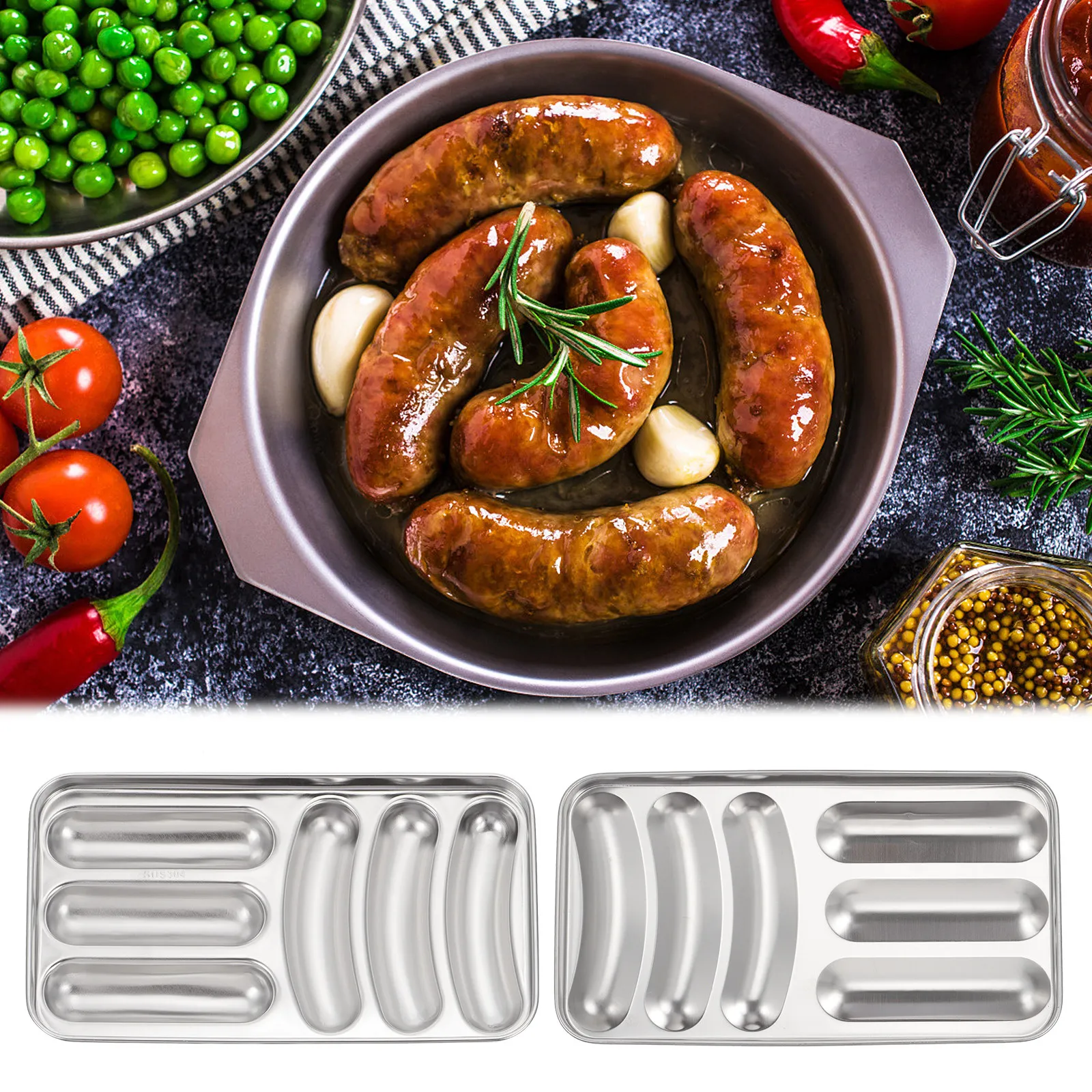 Kitchen Baking Utensils - 1Set Stainless Steel Sausage Mold High