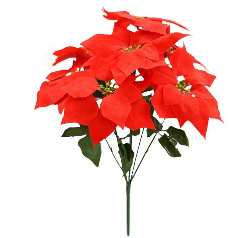 pot Party supplies Poinsettia Bushes Artificial Flowers Xmas Decor Christmas Bouquets Christmas Decoration Simulation bouquet