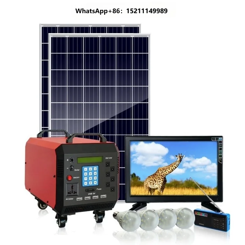 Prepaid 550W & 275W Solar System Electric Power Generator with LED Bulbs Solar Lights Kit & Poly Panels for Home Use