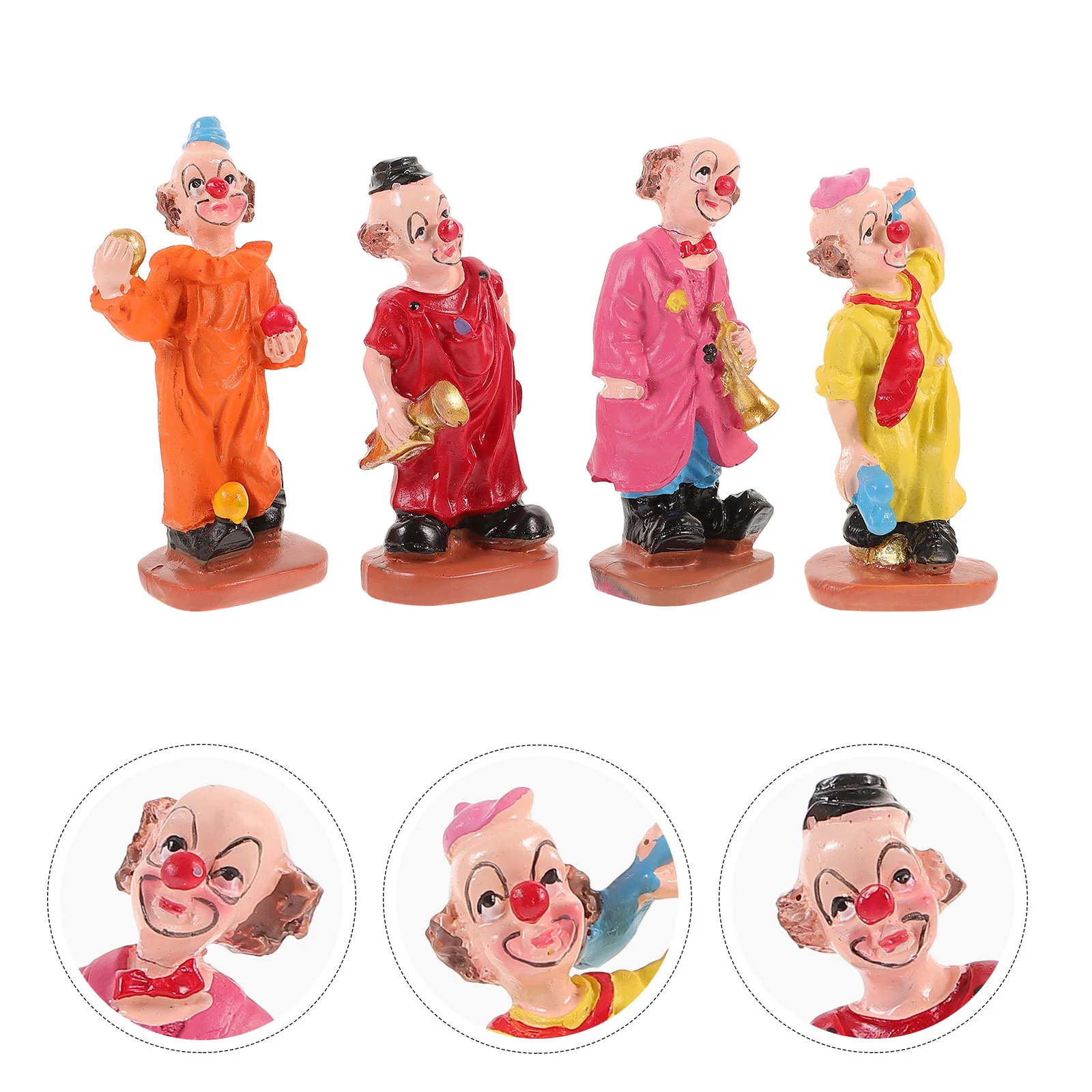 

4 Pcs Clown Ornament Model Sandtray Miniature Kids Toy Circus Toys Figurine Creative Therapy Plant Flowerpot