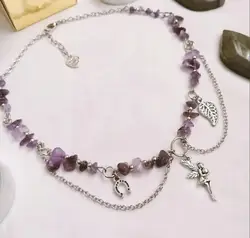Fairy Grunge Necklace, Beaded Necklace with charm, Aesthetic Grunge Necklace, Minimalist Choker, Gemstones Necklace, Fairycore N