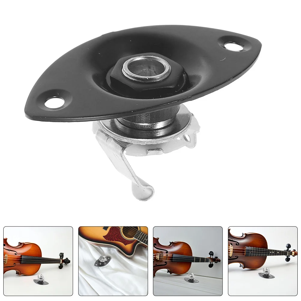 

4Pcs Oval Guitar Jack Plate Black Metal Input Output Socket Stable Signal Transmission Electric Guitar Parts Accessories