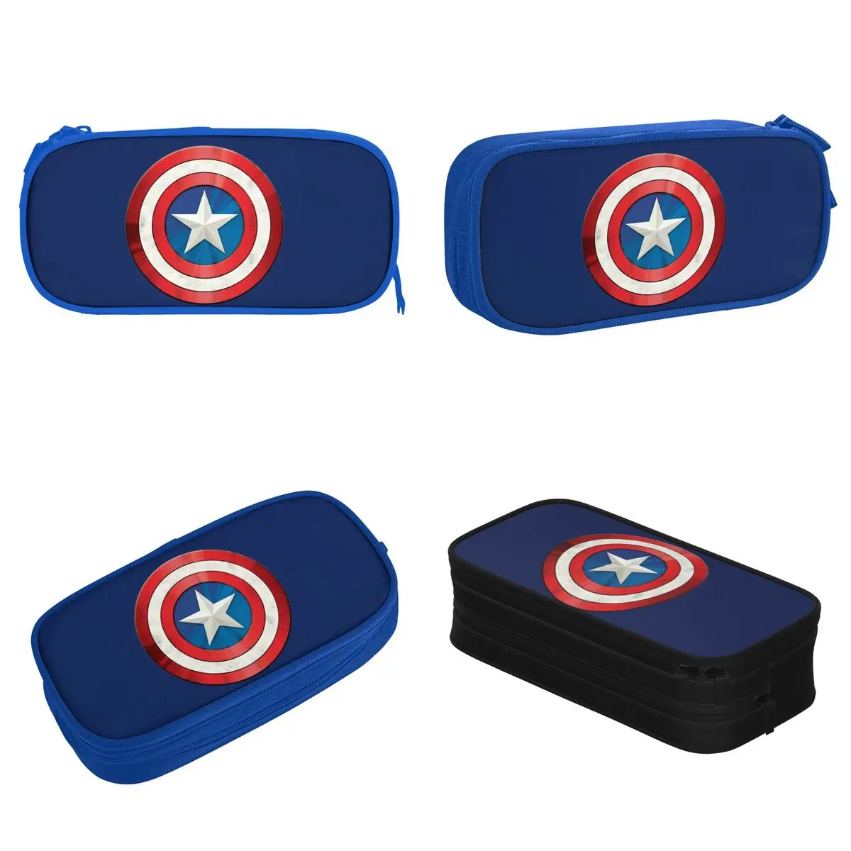 Captain America Brushed Shield Pencil Cases Pen Holder Bags for Student Big Capacity Students School Zipper Pencilcases