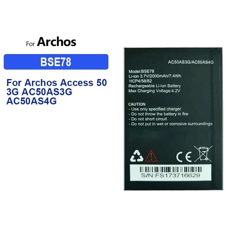 High Capacity Battery AC55PL BSE78 2000mAh-2400mAh For Archos 55 Platinum BSF03A Access 50 3G AC50AS3G AC50AS4G