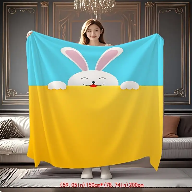 cute cartoon rabbit blanket is soft and warm, suitable for all seasons, and can be used on the bed, sofa, camping, and office