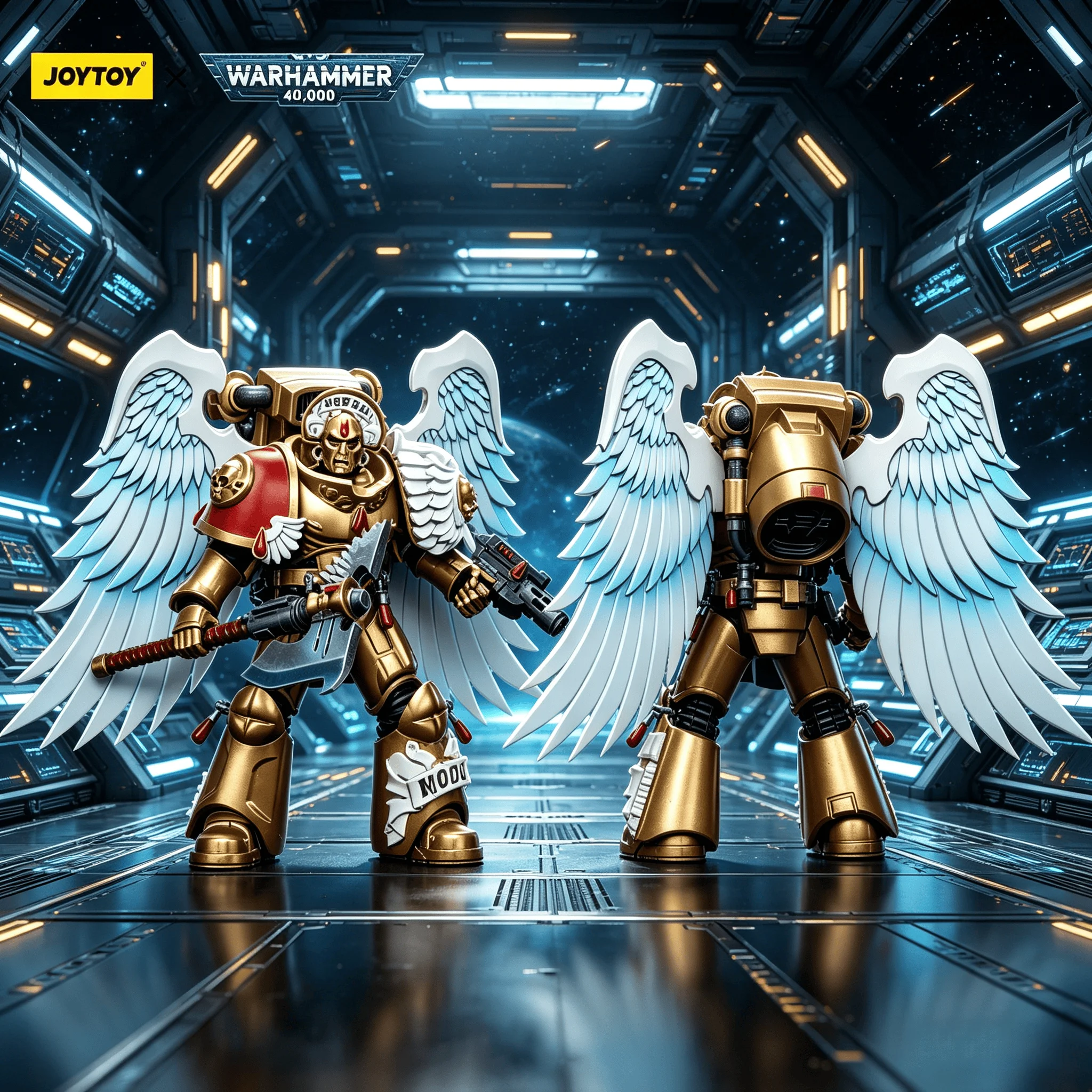 

JOYTOY Warhammer 40000/40k Blood Angels Sanguinary Guard with Encarmine Axe and Inferno Pistol Action Figure Doll Model Gift