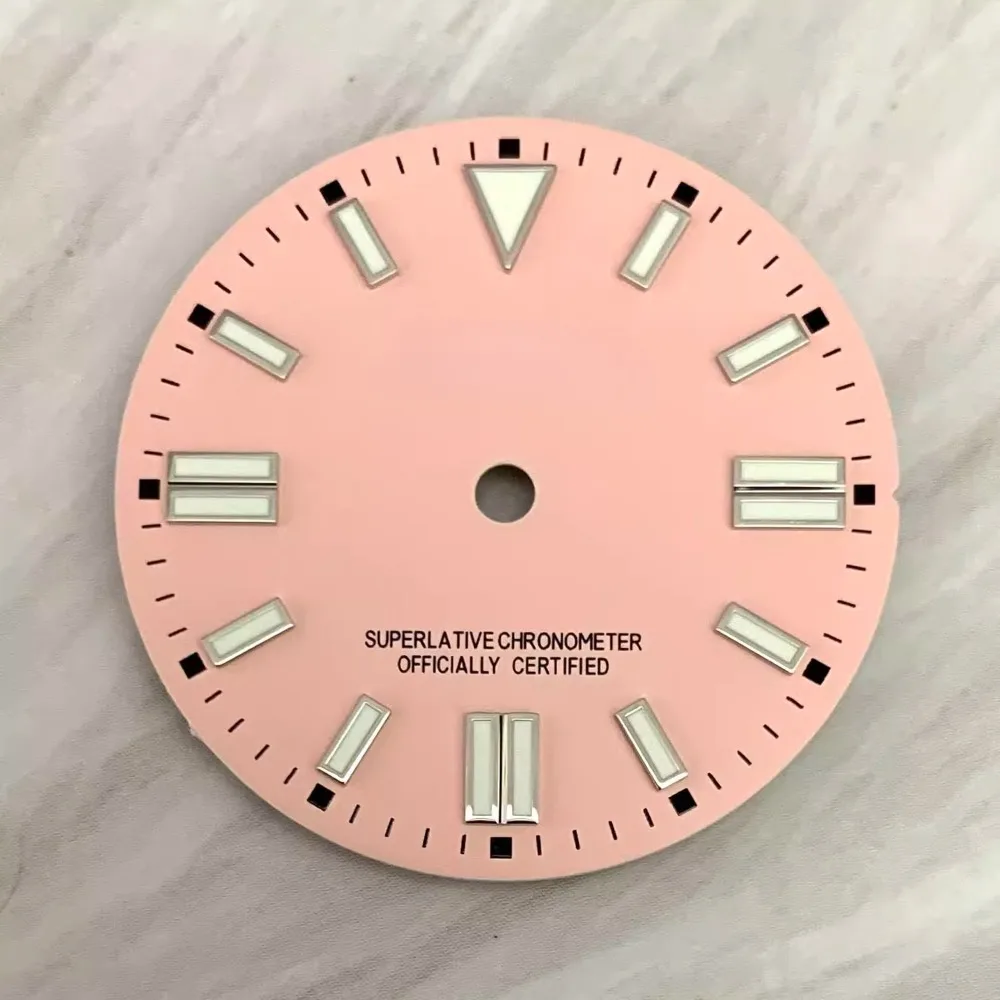 New watch Macron 28.5mmNH35 dial green luminous watch accessories custom watch