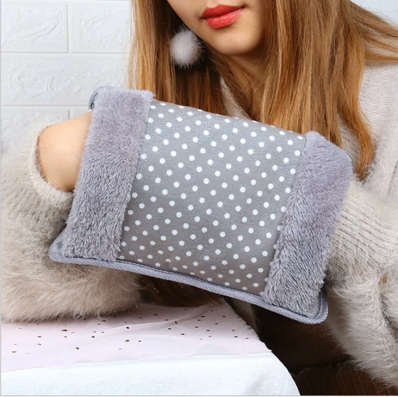 Rechargeable Winter Dot Pattern Hands Warmer, Double Insert Hot Water Bag for Charging, EU 220V, 500W