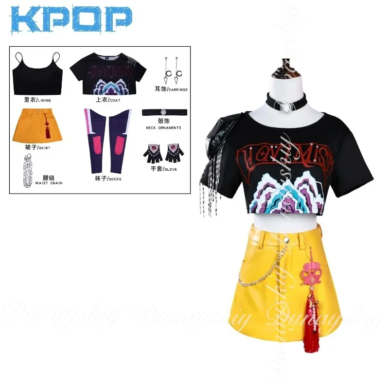

DY20KPop Demon Hunters Movie Zoey Rumi Mira Cosplay Three Characters With The Colorful Singing Costumes Cosplay Costume Full Of