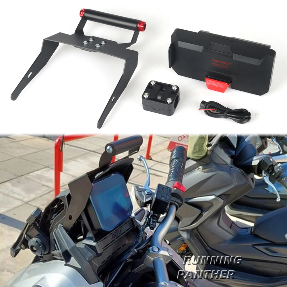 

For Honda ADV350 ADV 350 2021 2022 2023 Motorcycle 22mm GPS Phone Holder USB Wireless Charger Navigation Bracket Support Mount