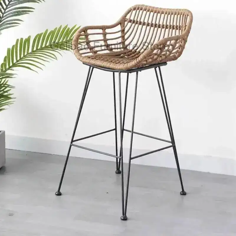 人間工学に基づいたモダンなレセプション用鉄製ミニマリストチェア、ハイカウンターチェア、背もたれ付きリラックスチェア、レストラン家具、家庭用家具