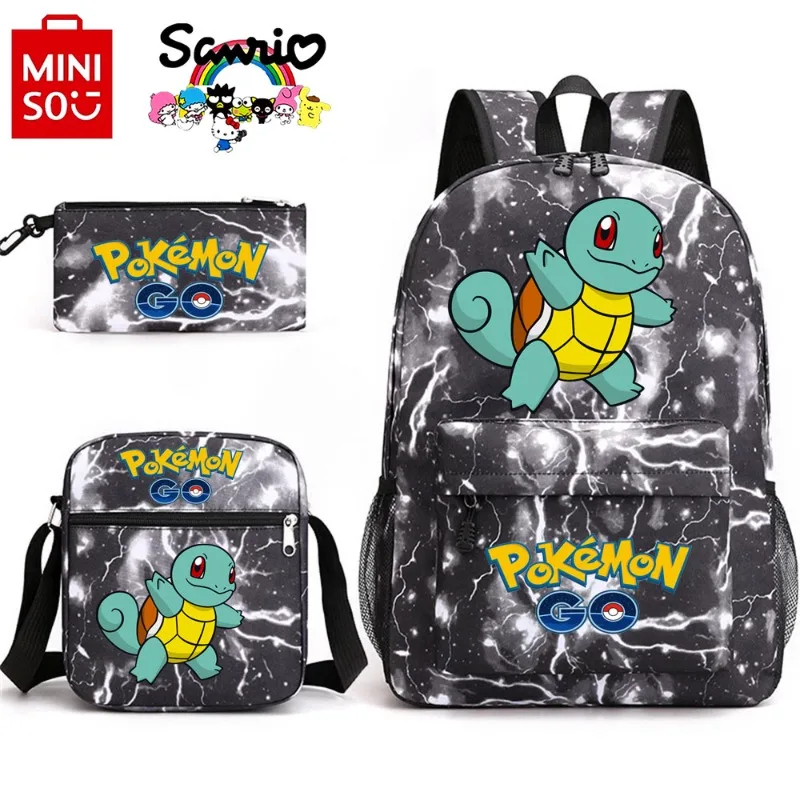 

Miniso Pikachu New Student Backpack Fashionable and High-quality Three Piece Set Backpack Cartoon Large Capacity Travel Backpack