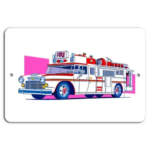 1e,Retro Fire Truck  Sign - Classic Emergency Style