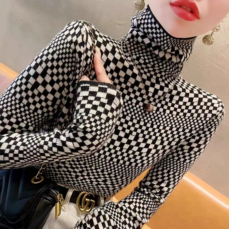 Women Clothing Elegant Commuting Simplicity Sweater New Spring Turtleneck Knitwear Y2K Trendy Slim Female Fashion Top