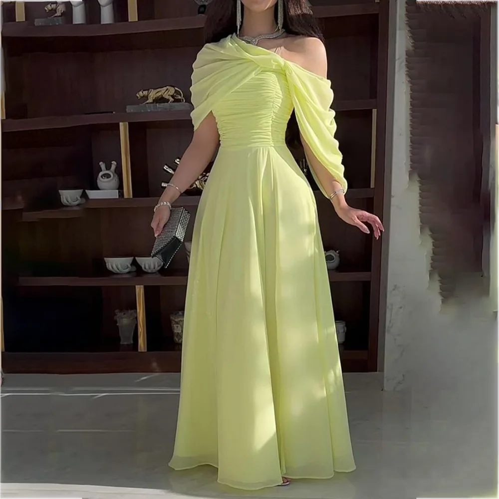 

Новые модные вечерние платья с наклонными плечами, трапециевидное платье для выпускного вечера с коротким рукавом длиной до пола, современные женские специальные вечерние платья