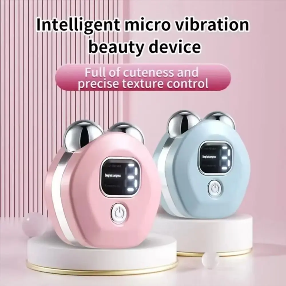 

3 Levels Electric Facial Massager Adjustable Thermal Vibration V-face Lifting Roller EMS Microcurrent Digital Display