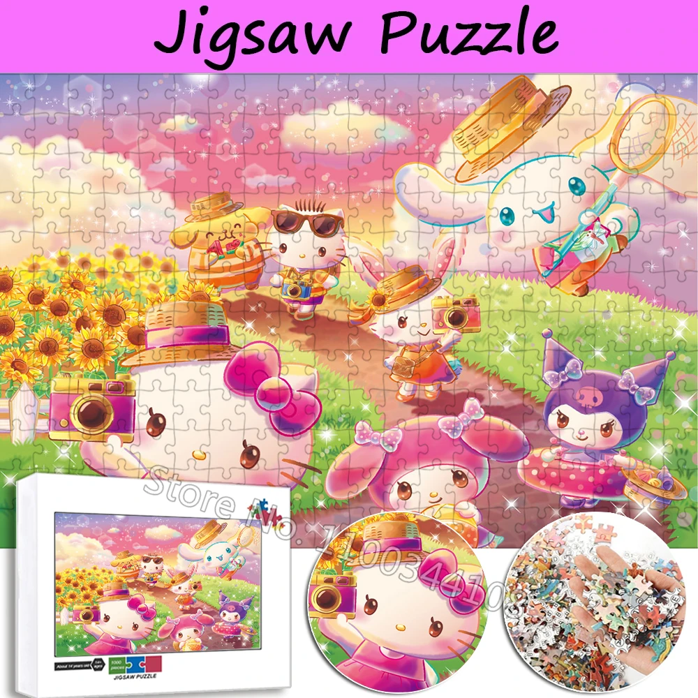 Sanrio Character Cartoon Jigsaw Puzzles 35/300/500/1000 Pieces Hello Kitty Pochacco Kuromi Puzzle Kids Adult Decompression Toys