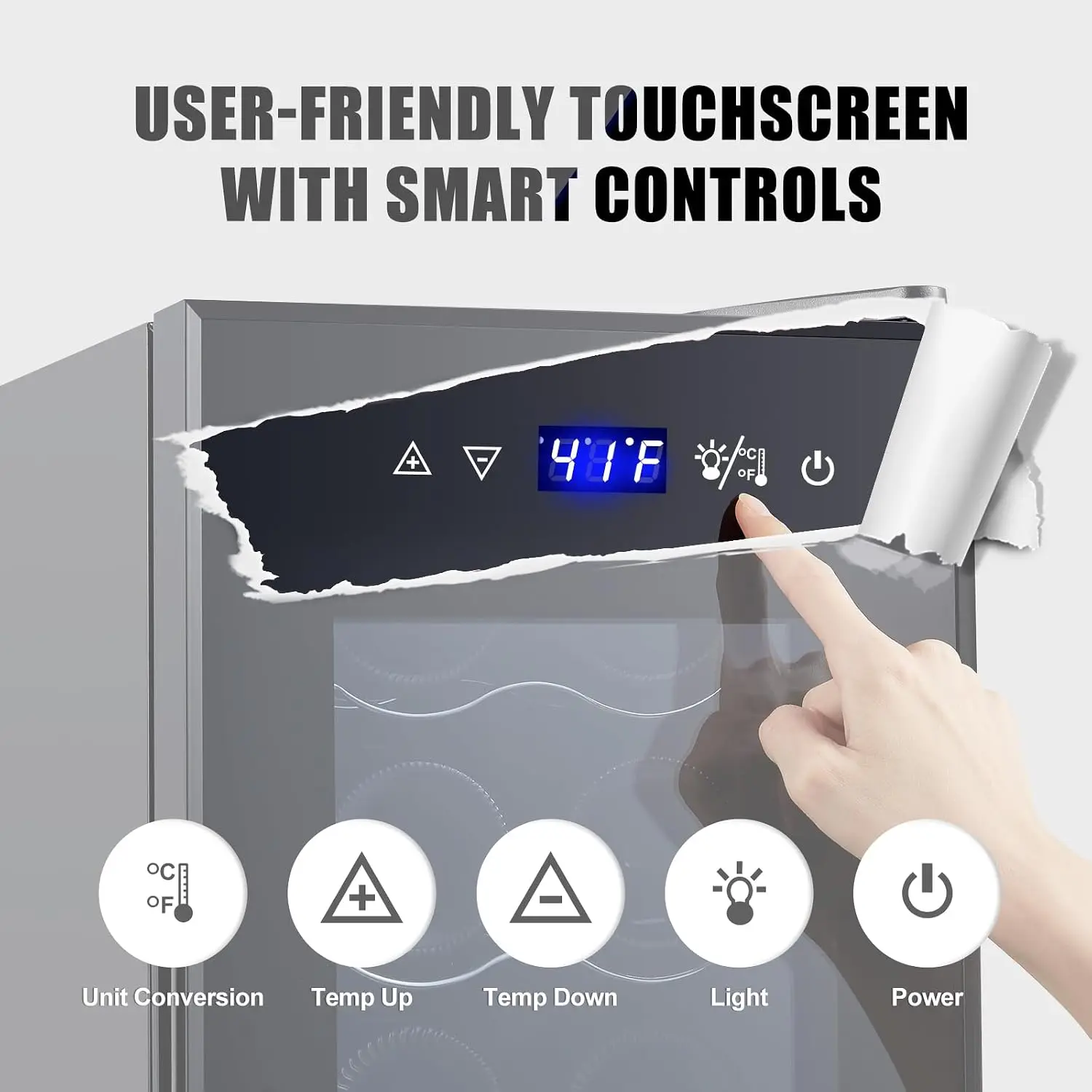 12 Bottle Mini Wine Fridge with Lock, Freestanding Compressor Cooler, 10.7 Inch Chiller with Glass Door, 41-64°F Digital Control