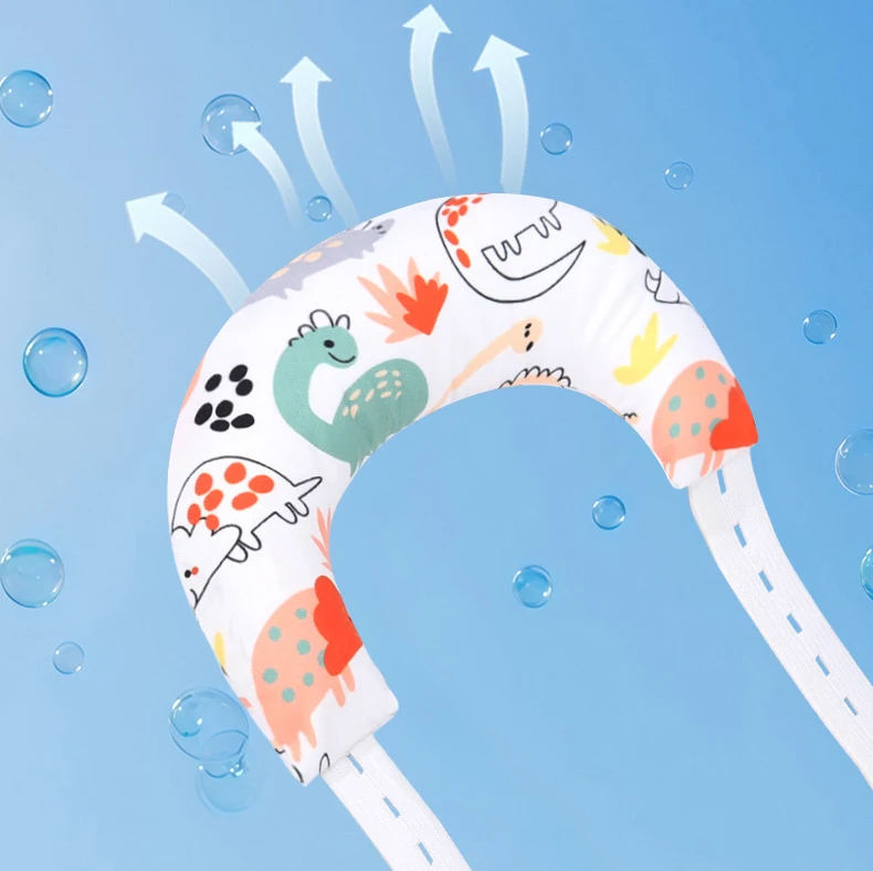 Babykissen für Neugeborene, weich, atmungsaktiv, halbmondförmige Kissen, Cartoon-Druck, Nackenkorrekturkissen für Babys, Kleinkinder von 1–3 Jahren – Detail 7