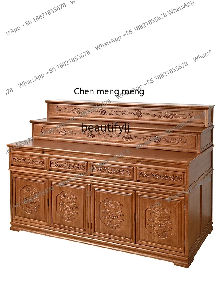 

xx1Three-layer solid wood golden pear offering table Buddha table, offering table Household living room