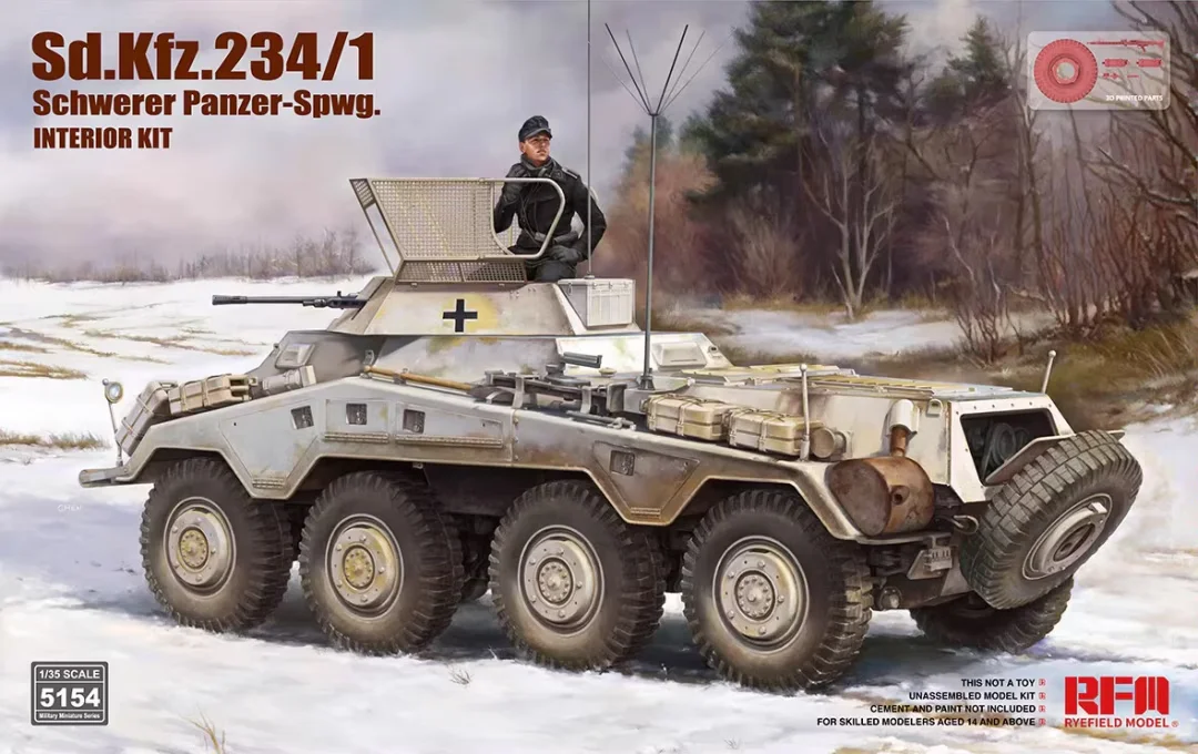 

Ryefield model RM-5154 1/35 Sd. Kfz.234/1 Schwerer Panzer-Spwg. Interior Kit Military Assembling Scale Model Kit DIY Toy