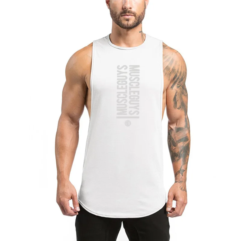 

Muscle Guys Gym Bodybuilding Hot Sale Fashion Hip Hop Tank Tops Summer Cotton Breathable Sleeveless Men's Casual Fitness Shirt